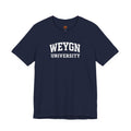 Weygyn University White Tee – Subtle Embossed Collegiate Shirt